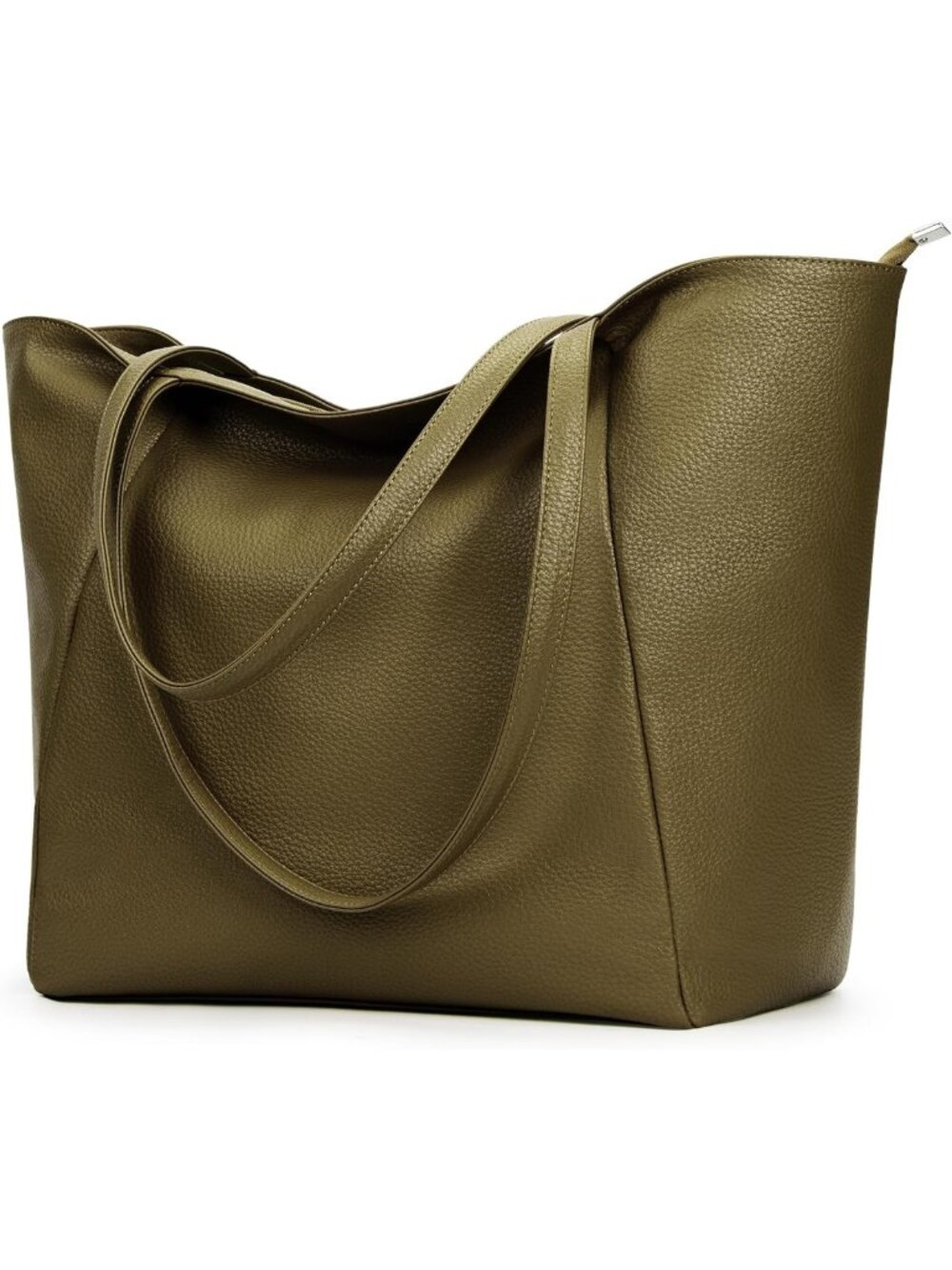 Spacious Vegan Leather Tote Bag - Stylish Casual Zipper Weekender for Work